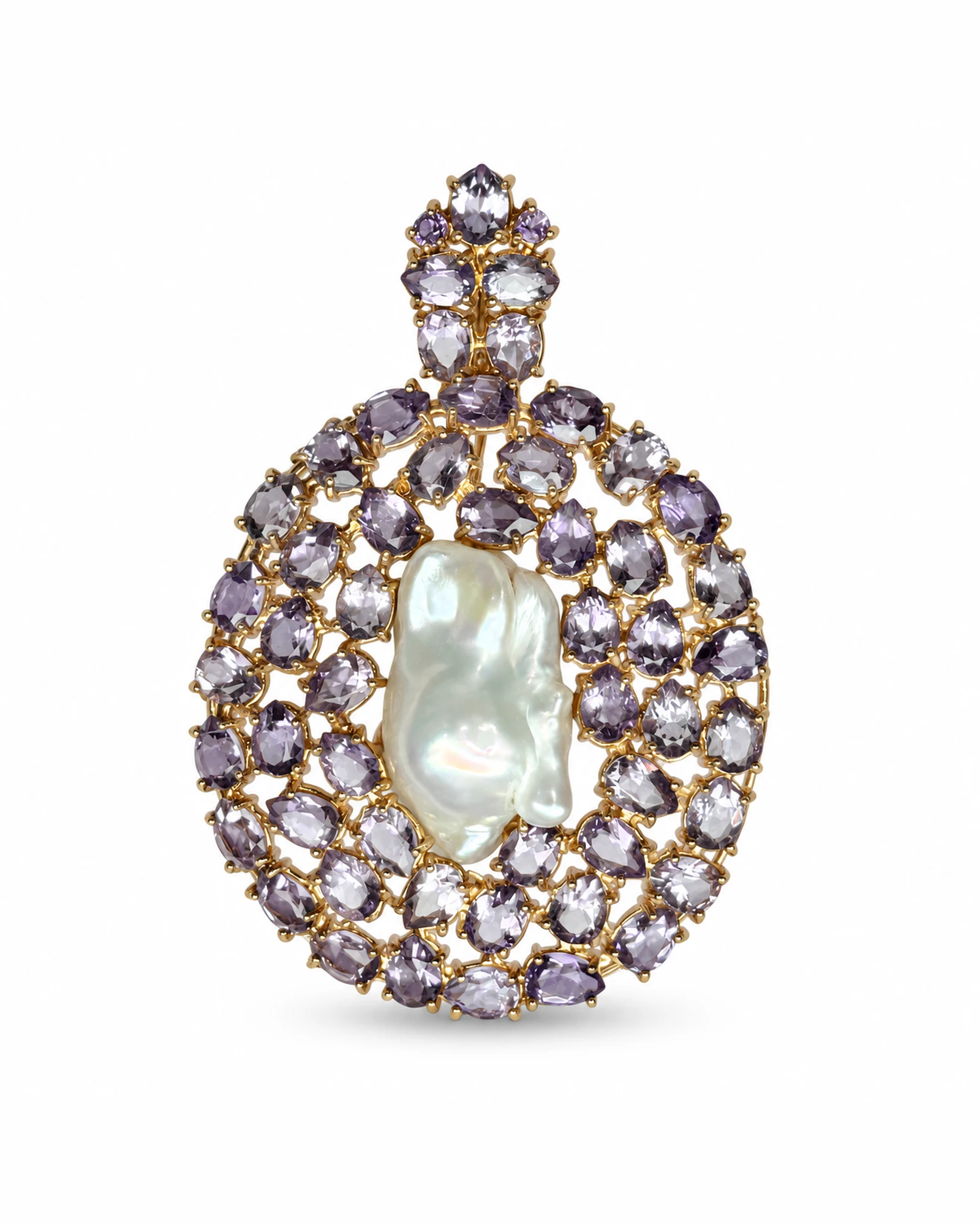 Lilac Lantern: Baroque Pearl & Lilac Halo Pendant by Ivari