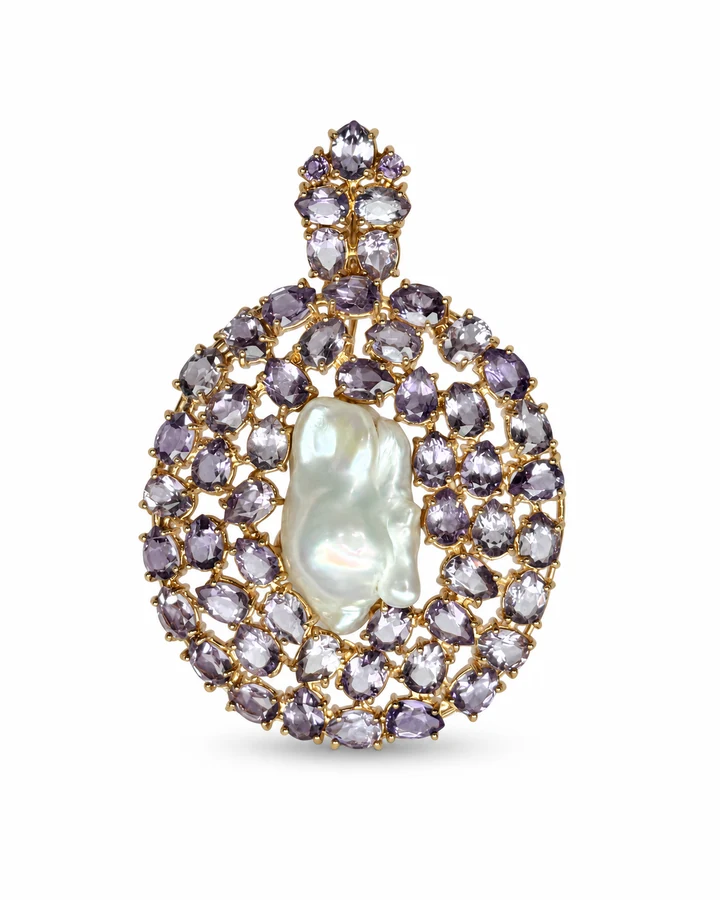 Lilac Lantern: Baroque Pearl & Lilac Halo Pendant by Ivari