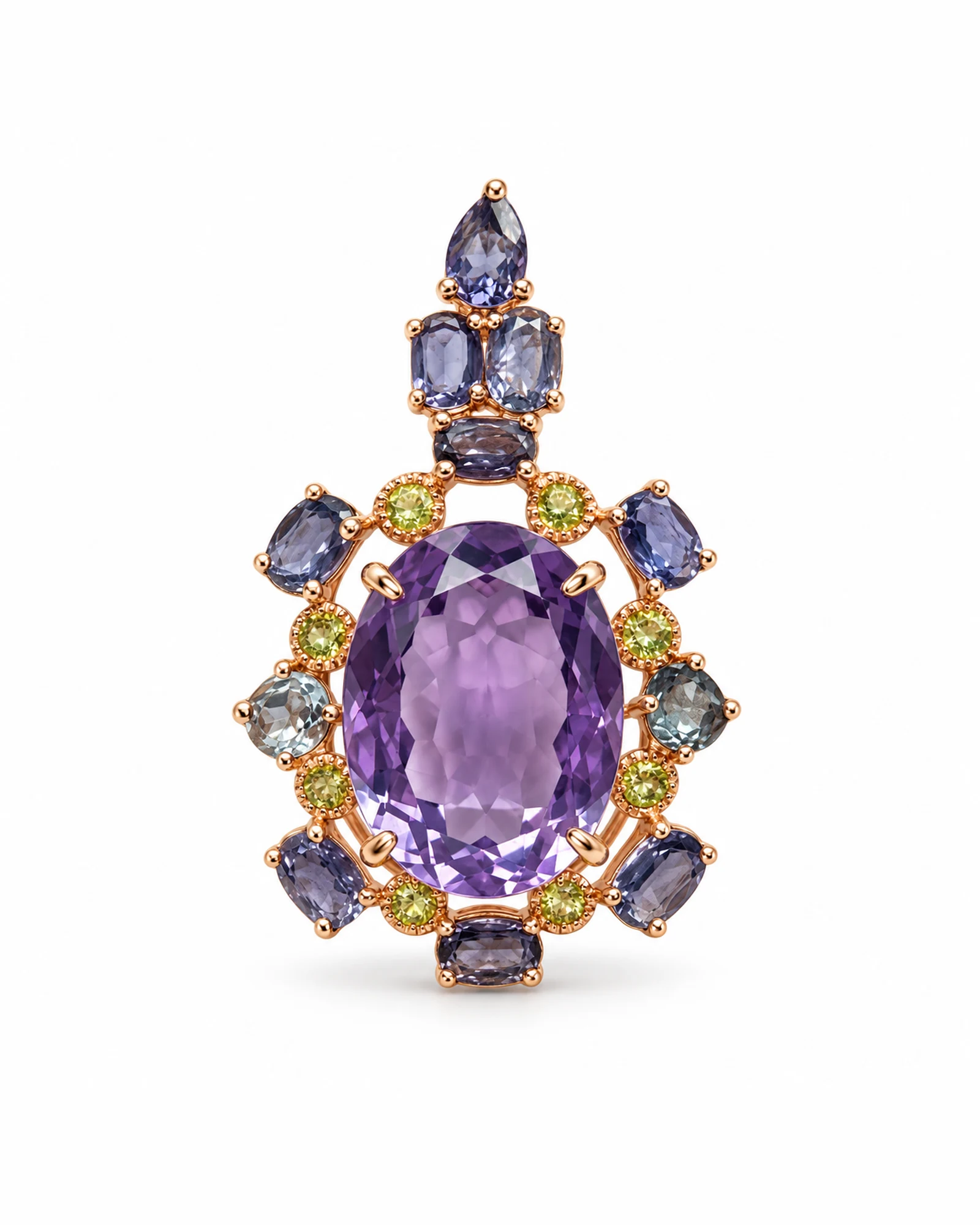 Iris Halo: Violet Oval & Blue Halo Pendant by Ivari