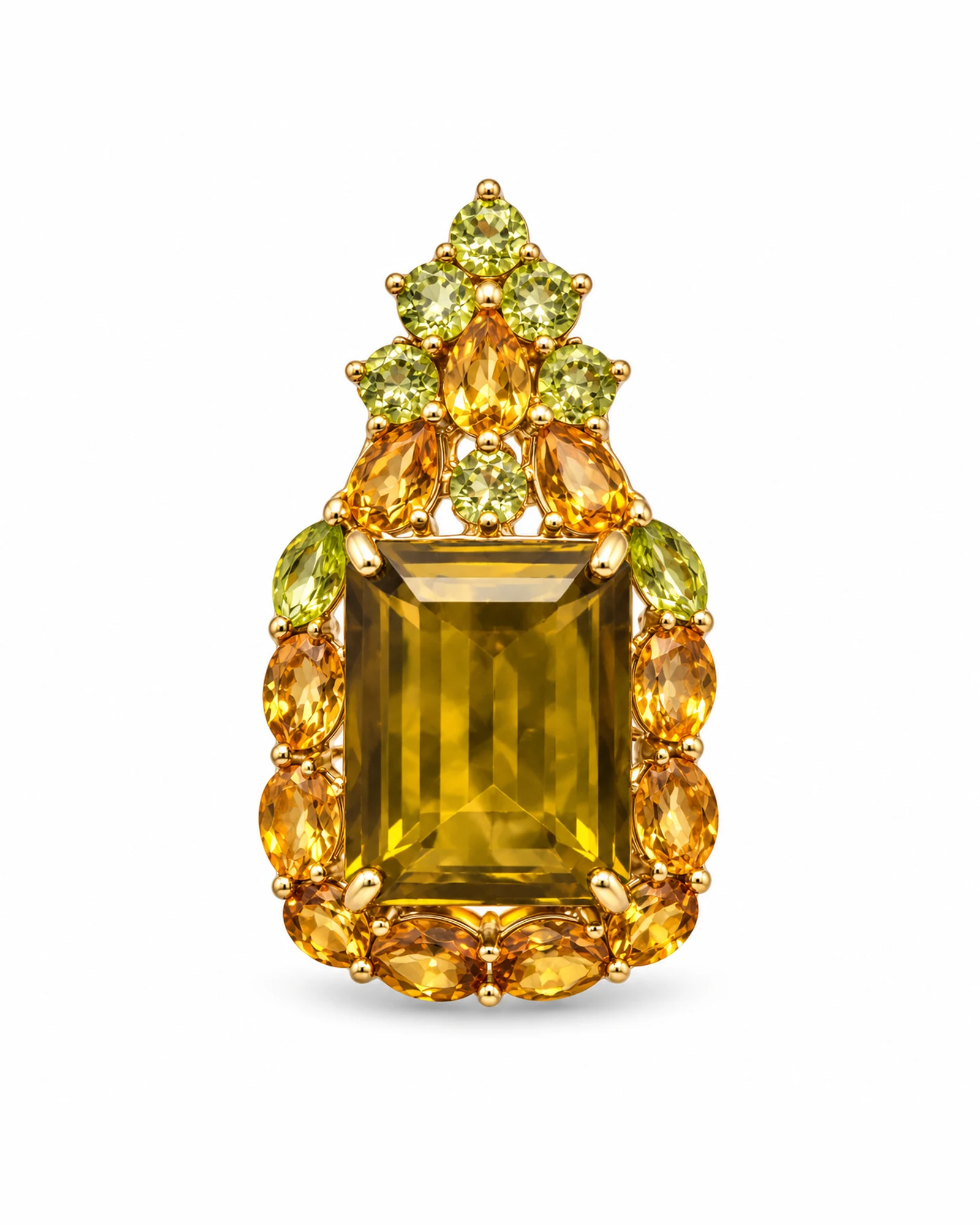 Amber Panel: Large Golden Emerald-Cut & Amber Halo Pendant by Ivari