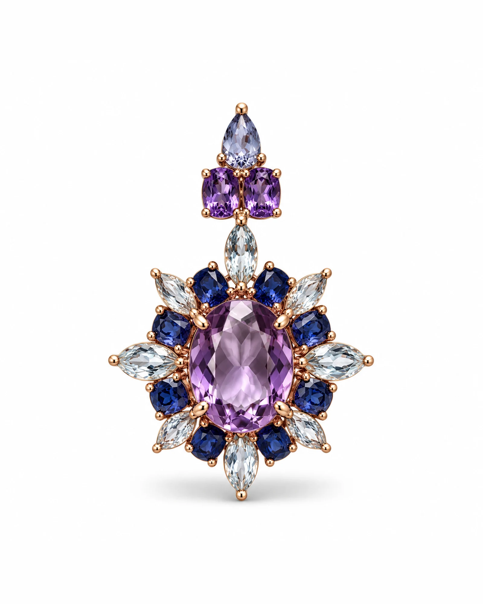 Night Iris: Violet Oval & Navy Star Pendant by Ivari